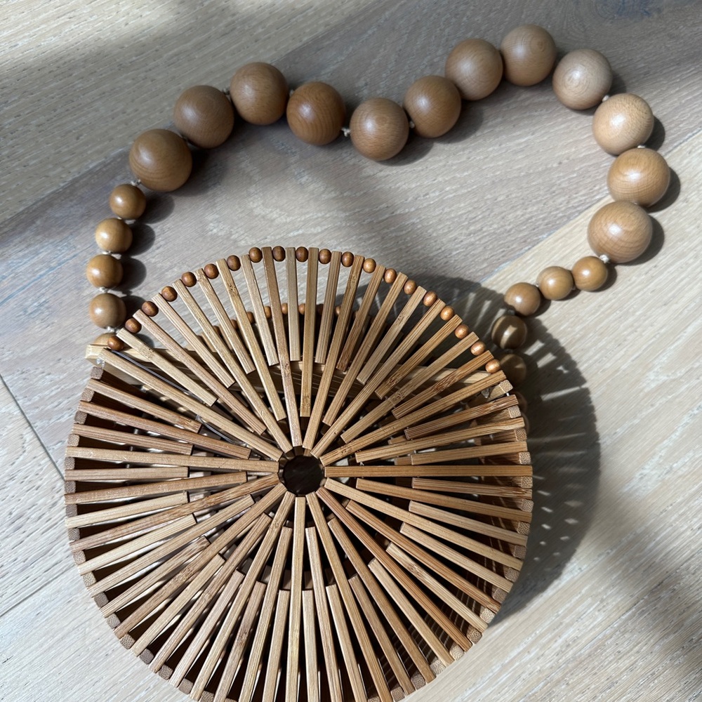 Cult Gaia Brown Mini Bag with Bamboo Beads